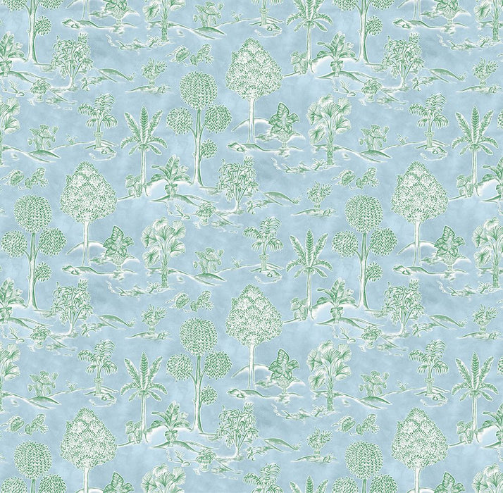 Osborne & Little Karuna Sky / Leaf Fabric F8023-03