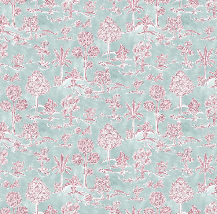 Osborne & Little Karuna Aqua / Raspberry Fabric Sample F8023-05