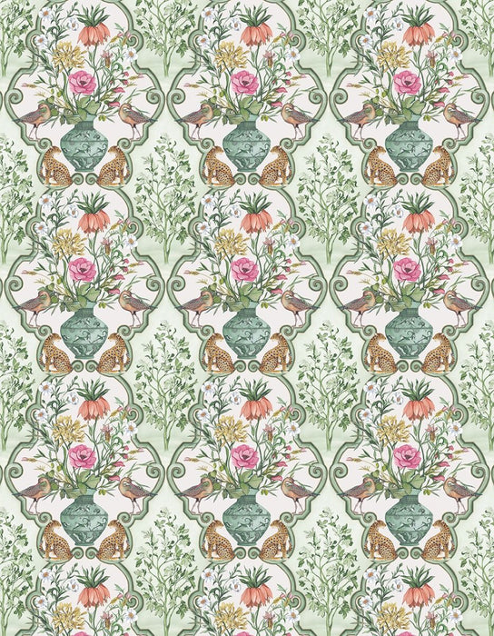 Osborne & Little Sundara Sage / Pink Fabric F8027-01