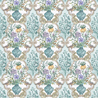 Osborne & Little Sundara Aqua / Violet Fabric F8027-02