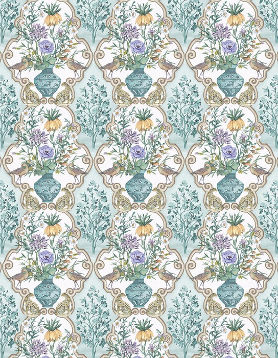 Osborne & Little Sundara Aqua / Violet Fabric Sample F8027-02