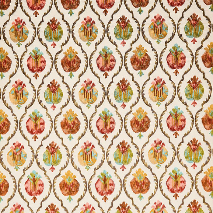 Osborne & Little Mysore Ivory / Terracotta Fabric F8080-02