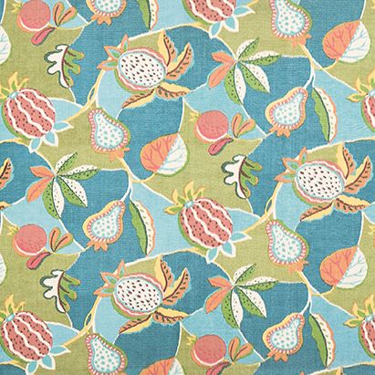 Osborne & Little Melagrana Sky / Leaf Fabric Sample F8084-01