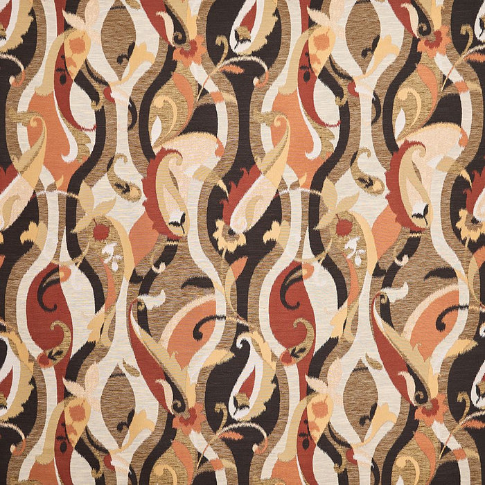 Osborne & Little Castillo Charcoal / Terracotta Fabric F8085-02