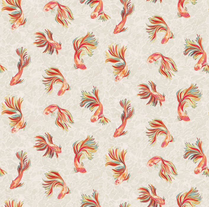 Osborne & Little Aquaria Linen / Mandarin Fabric F8100-01