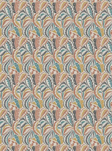 Osborne & Little Dufy Leaf Terracotta / Charcoal Fabric Sample F8107-02