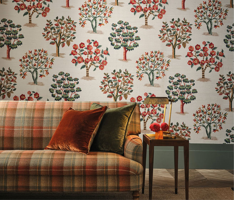Nina Campbell Fener Grove Blue / Purple, Chartreuse / Green Wallpaper Sample NCW4590-02