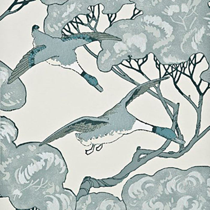Mulberry Home Flying Ducks Aqua Wallpaper Sample FG066.R104.0