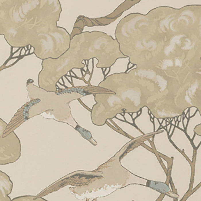 Mulberry Home Flying Ducks Silver/Taupe Wallpaper Sample FG090.J80.0