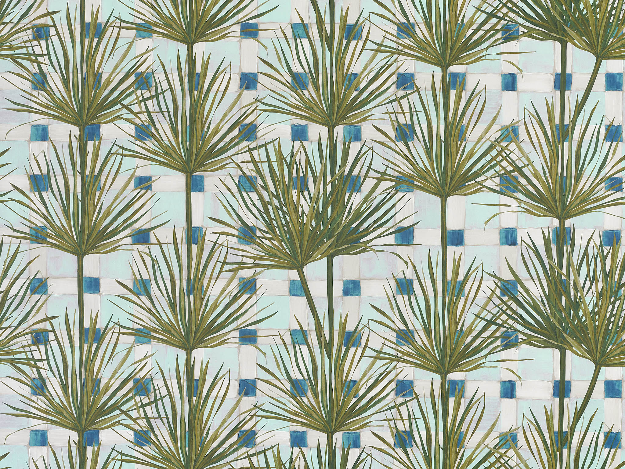 Pierre Frey Patio Exotique Aqua Wallpaper FP789002
