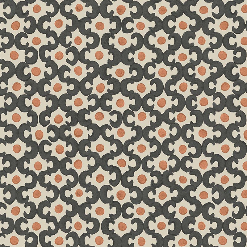 Galbraith & Paul Lattice Black/ Light Clay Wallpaper Sample