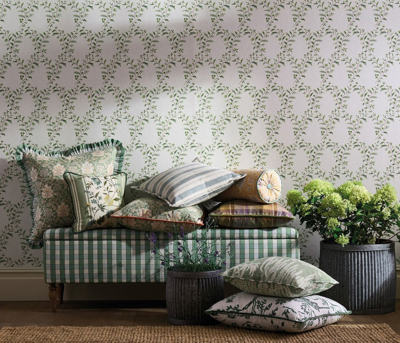 Nina Campbell Hollingbourne Trellis Chartreuse / Green Wallpaper NCW4596-01