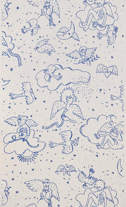 Pierre Frey Le Monde Parall'Aile Bleu Fabric Sample F4027001