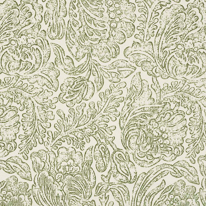 Jasper Woodblock Flower Green Fabric Sample JO 2001