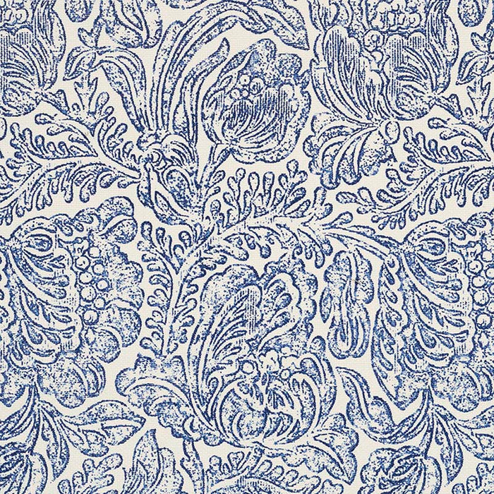 Jasper Woodblock Flower Blue Fabric Sample JO 2003