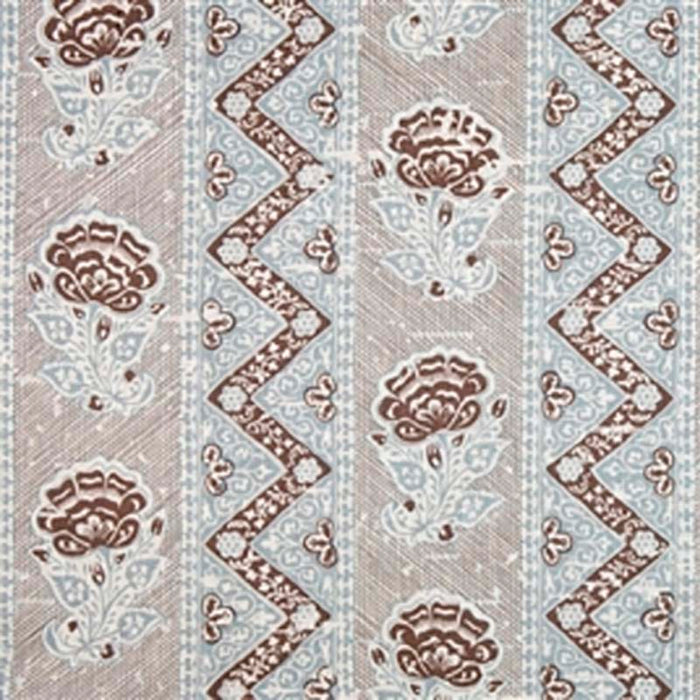 Jasper Maya Flower Brown/Blue Fabric Sample JP-4015