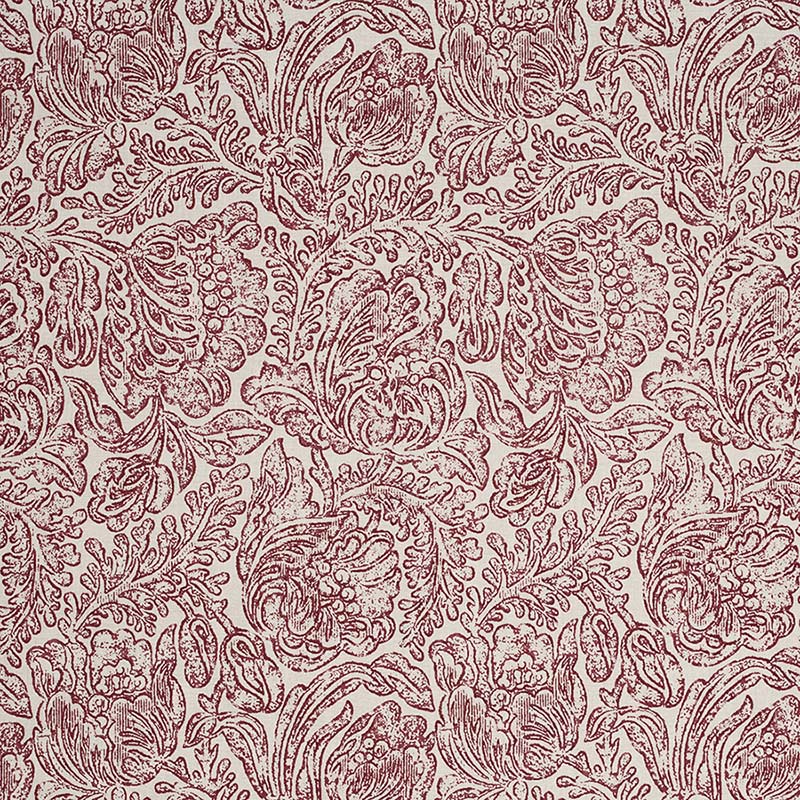 Jasper Woodblock Flower Red Fabric Sample JP 7211