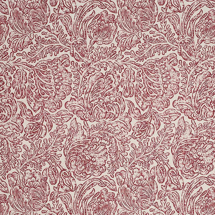 Jasper Woodblock Flower Red Fabric Sample JP 7211