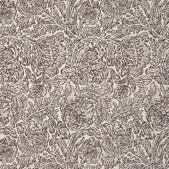 Jasper Woodblock Flower Brown Fabric Sample JP 7212