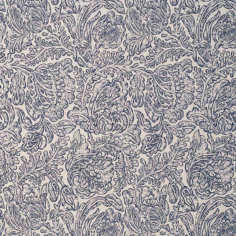 Jasper Woodblock Flower Indigo Fabric Sample JP 7213