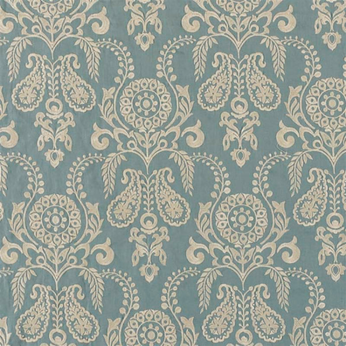 Jasper Zamora Cream on Teal Fabric Sample JW-7601