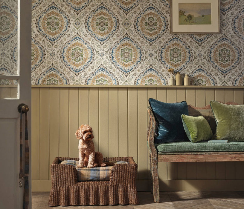 Nina Campbell Karabali Multi-coloured, Blue / Purple, Chartreuse / Green, Yellow / Orange Wallpaper NCW4597-01