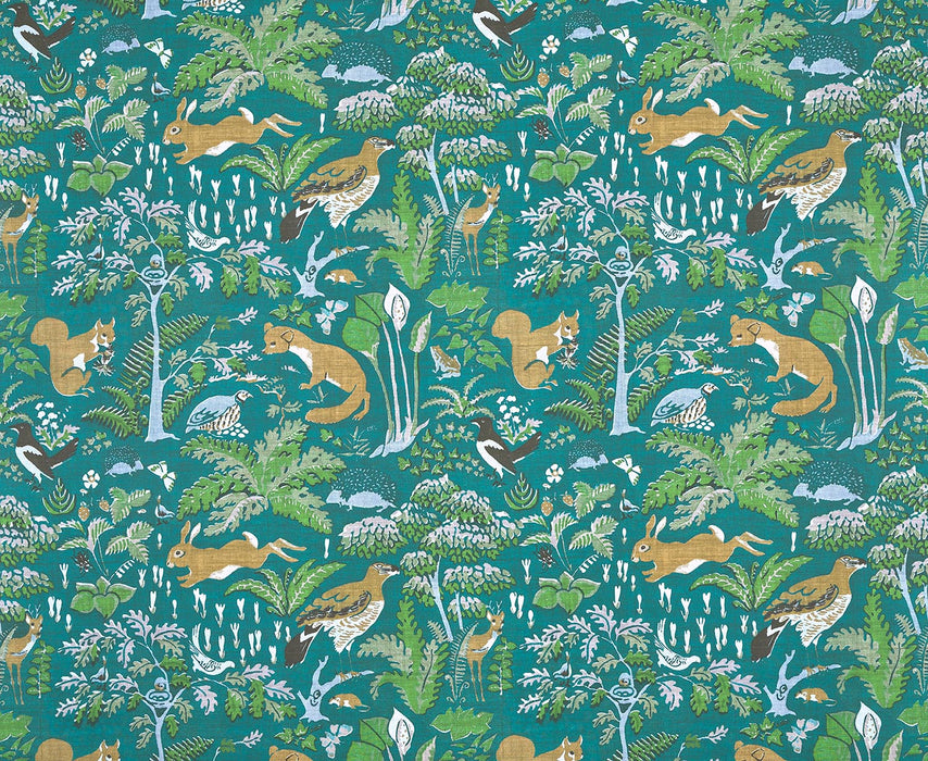 Pierre Frey En Foret Turquoise Wallpaper FP096002