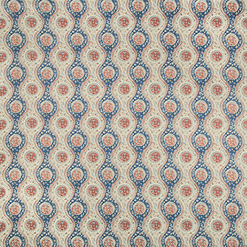 Brunschwig & Fils Nadari Print Blue/Red Fabric Sample 8019129.519.0