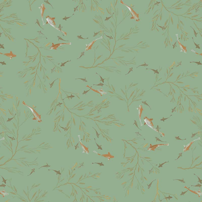 Galbraith & Paul Koi Pond Aloe Wallpaper Sample