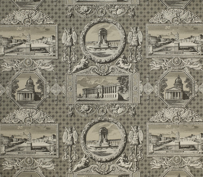 Marvic Textiles Les Vues De Paris Charcoal Wallpaper W0623-4