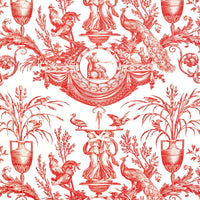 Pierre Frey Fontaine Et Animaux Rouge D'Orient Fabric F3378004