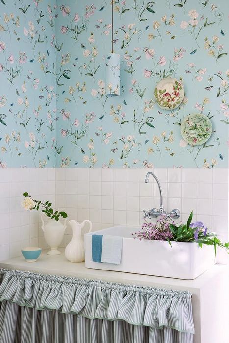 Pierre Frey Les Pois De Senteur Ciel Wallpaper Sample FP087001