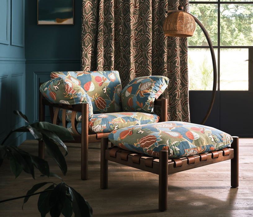 Osborne & Little Melagrana Sky / Leaf Fabric Sample F8084-01