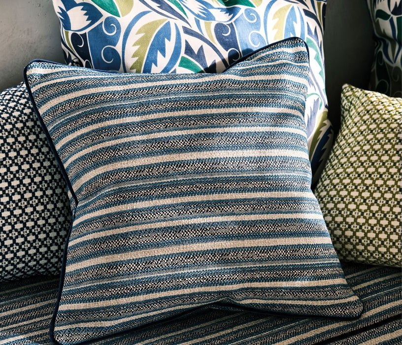 Osborne & Little Meridian Stripe Indigo Fabric F8104-02
