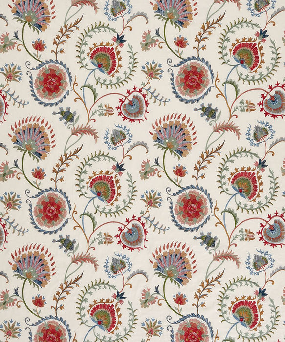 Nina Campbell Mandana Blue / Ruby / Ivory Fabric Sample NCF4560-01