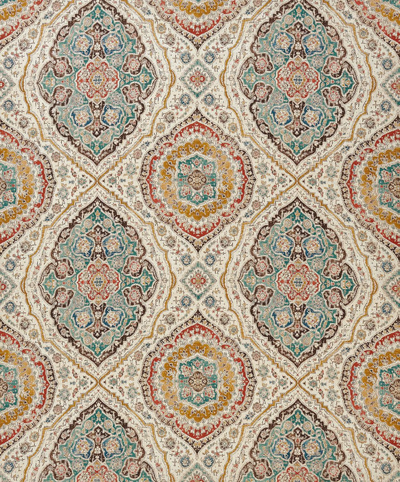 Nina Campbell Karabali Teal / Russet / Ochre Fabric NCF4562-04