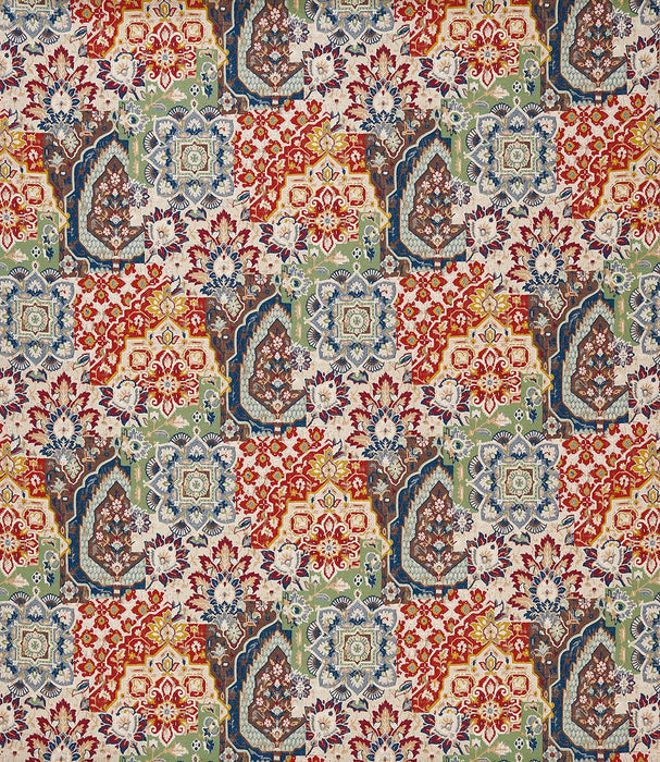 Nina Campbell Paridaiza Blue / Terracotta / Green Fabric Sample NCF4565-01