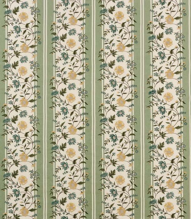 Nina Campbell Colmar Green / Aqua / Yellow Fabric Sample NCF4581-02