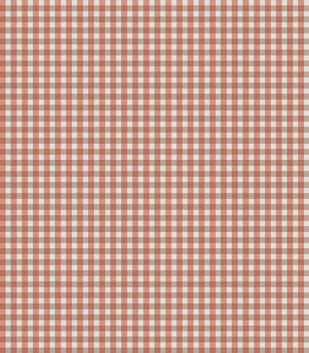 Nina Campbell Honfleur Check Coral Fabric Sample NCF4582-03