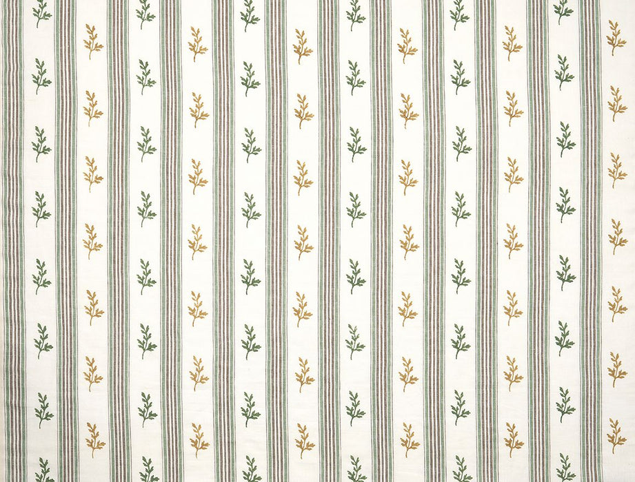Nina Campbell Anduze Green / Ochre / Chocolate Fabric Sample NCF4586-02
