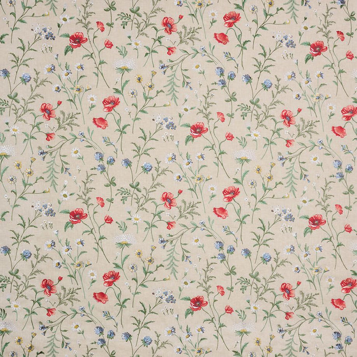 Nina Campbell Snowshill Meadow Poppy/Blue/Green Fabric Sample NCF4600-01