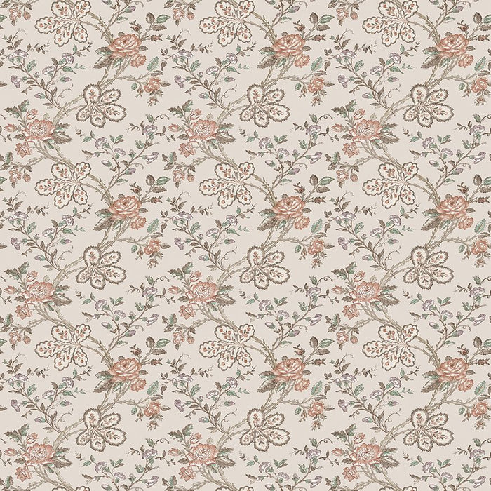 Nina Campbell Genevieve Taupe / Antique Rose / Linen Fabric NCF4621-02