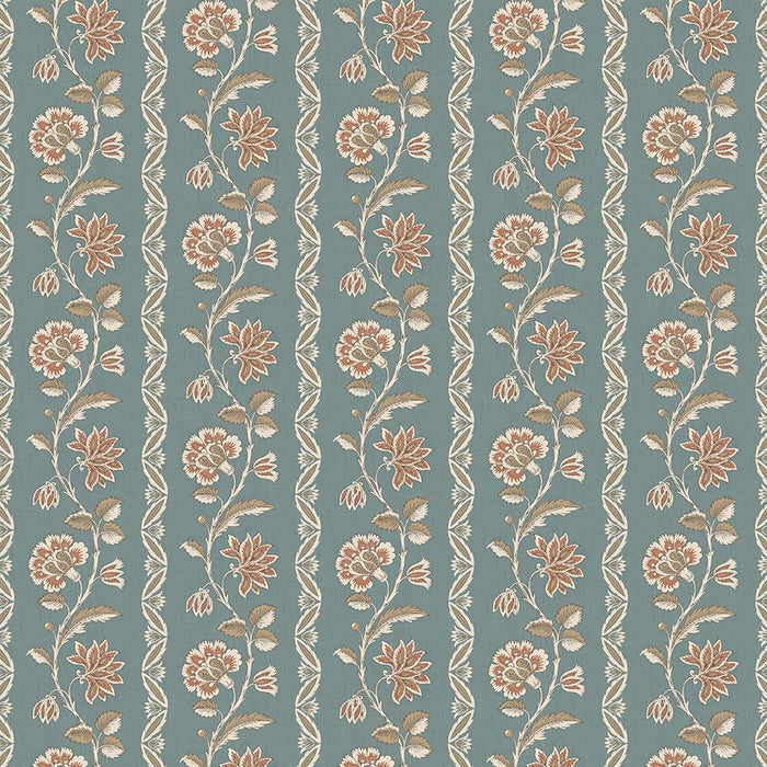 Nina Campbell Bertin Teal / Russet Fabric NCF4625-02
