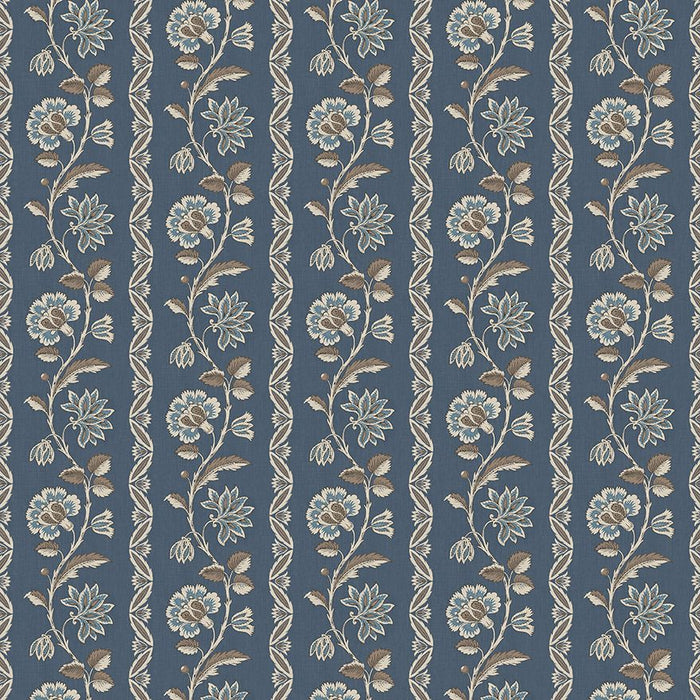 Nina Campbell Bertin Indigo / Chocolate Fabric NCF4625-04
