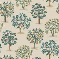 Nina Campbell Fener Grove Blue / Purple, Chartreuse / Green Wallpaper NCW4590-02