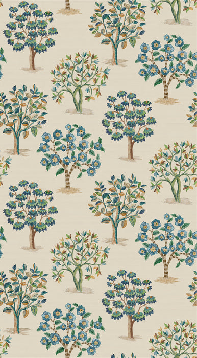 Nina Campbell Fener Grove Blue / Purple, Chartreuse / Green Wallpaper Sample NCW4590-02