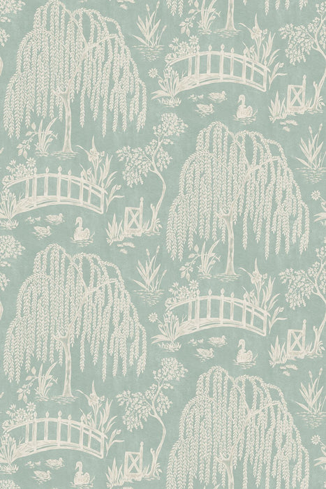 Nina Campbell Les Saules Turquoise / Teal Wallpaper Sample NCW4595-02