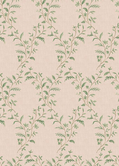 Nina Campbell Hollingbourne Trellis Pink / Red, Chartreuse / Green Wallpaper Sample NCW4596-07