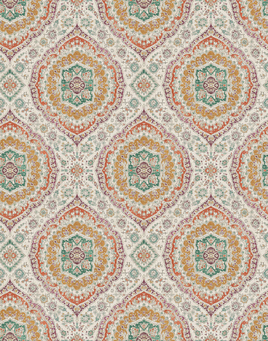 Nina Campbell Karabali Multi-coloured, Turquoise / Teal, Yellow / Orange, Pink / Red Wallpaper NCW4597-02