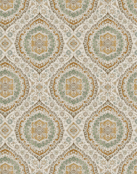 Nina Campbell Karabali Multi-coloured, Yellow / Orange, Chartreuse / Green Wallpaper Sample NCW4597-03